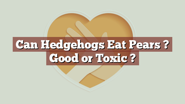 Can Hedgehogs Eat Pears ? Good or Toxic ?