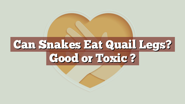 Can Snakes Eat Quail Legs? Good or Toxic ?