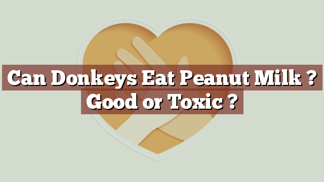 Can Donkeys Eat Peanut Milk ? Good or Toxic ?